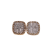 10K Gold 0.34ct Baguette Diamonds Flat Square Unisex Earrings