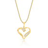 10K Yellow Gold Baguette Heart Pendant 0.05ct With Chain