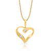 10K Yellow Gold Baguette Heart Pendant 0.05ct Necklace