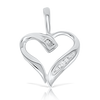 10K White Gold Baguette Heart Pendant 0.05ct With Chain